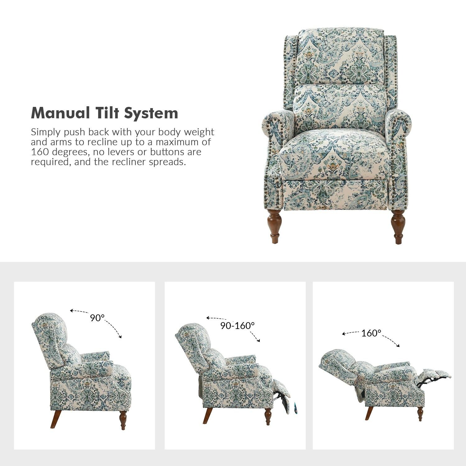 Terri Classic Cutaway Arms with Nailheads Manual Recliner