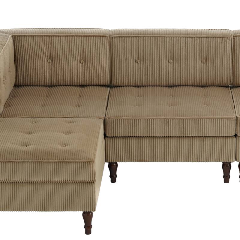 4-Piece 98" W Upholstered Modular Corduroy Sectional Sofa