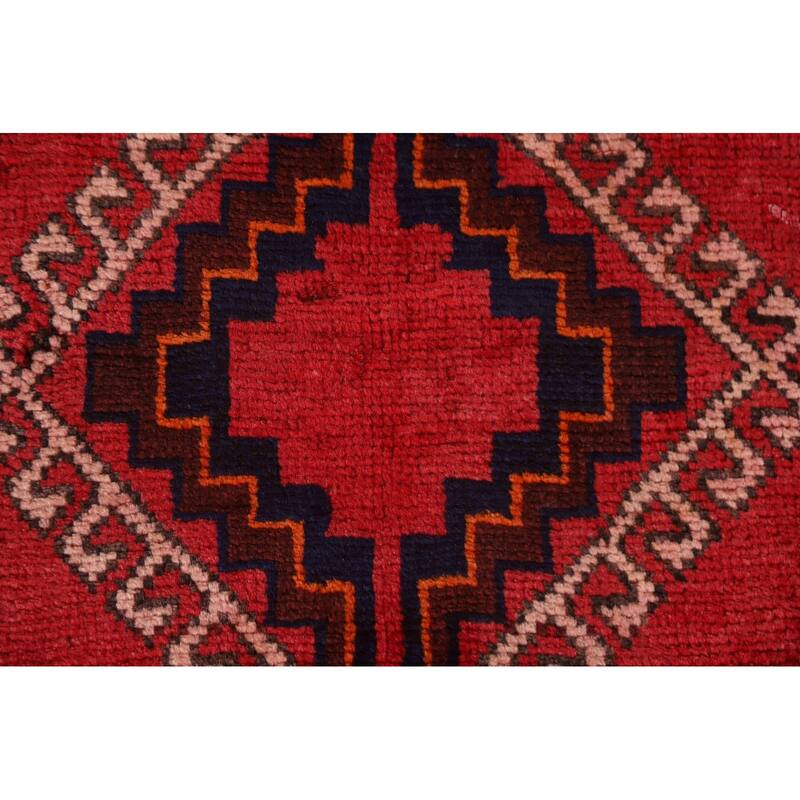 Hand Knotted Oriental 100% Wool Carpet Traditional Geometric Red Lori Area Rug - 8' 4'' X 4' 3''