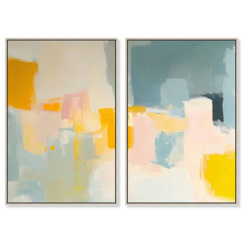 Ocean of Suns I Canvas Set of 2 by Art Remedy - 20" x 30" - Silver