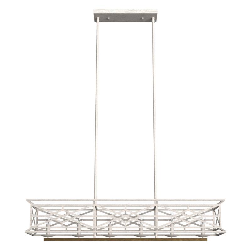 Hunter Langwood 6-Light Linear Chandelier - Dining Room, Kitchen Island, Cage - Contemporary, Modern Farmhouse, Shabby Chic