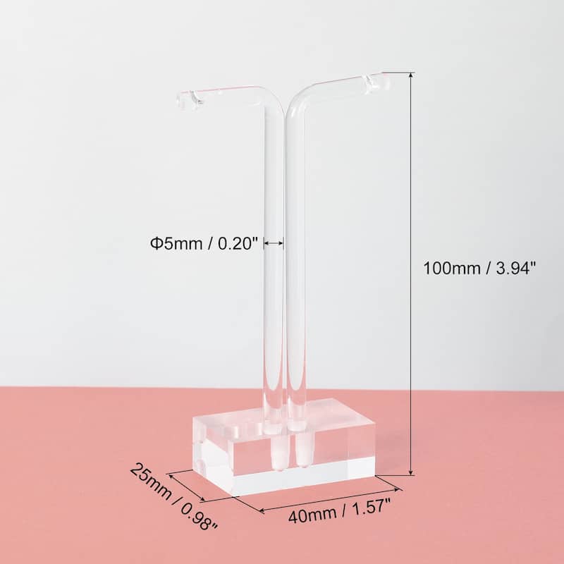 4Pcs Acrylic T Bar Earring Display Stand Jewelry Storage Rack, Clear - 4"