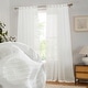 preview thumbnail 49 of 47, HLC.ME Emily Faux Linen Semi Sheer Transparent Rod Pocket Back Tab Lightweight Window Curtains Wide Panels, Pair 54 W x 84 L - White