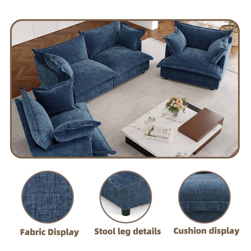 Double Layer Cushion Comfy Cloud Modular Sectional Sofa Set