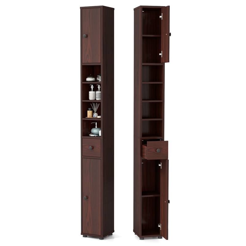 Narrow Freestanding Storage Cabinet for Bathroom Kitchen or Living Room Organization - 8" x 8" x 71"