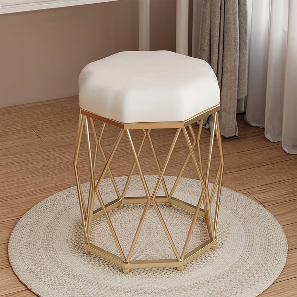 Milk White Flannel Accent Stool