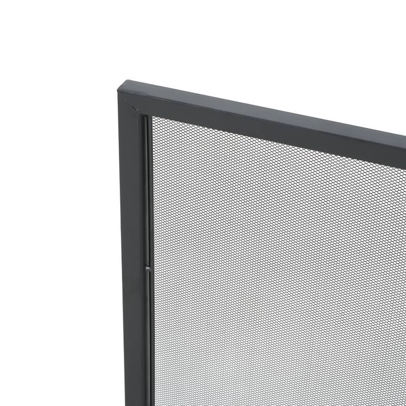 Roomfitters Regina 1-Panel Iron Fireplace Screen with Rectangular Frame, Black Finish