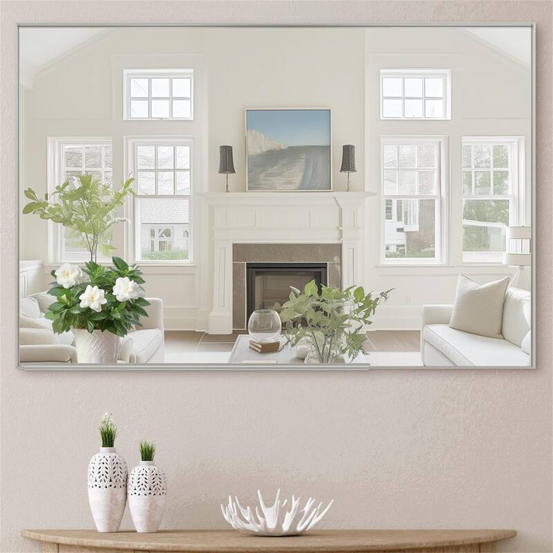 48" x 32" Oversized Rectangle Bathroom Wall Mirror with Aluminum Frame