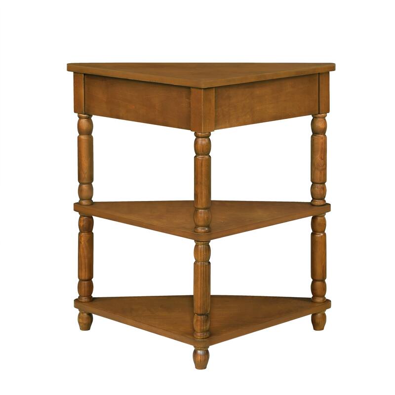 33.8'' Small Triangle Corner Table, Wood Corner Side Table for Small Spaces/ Living Room