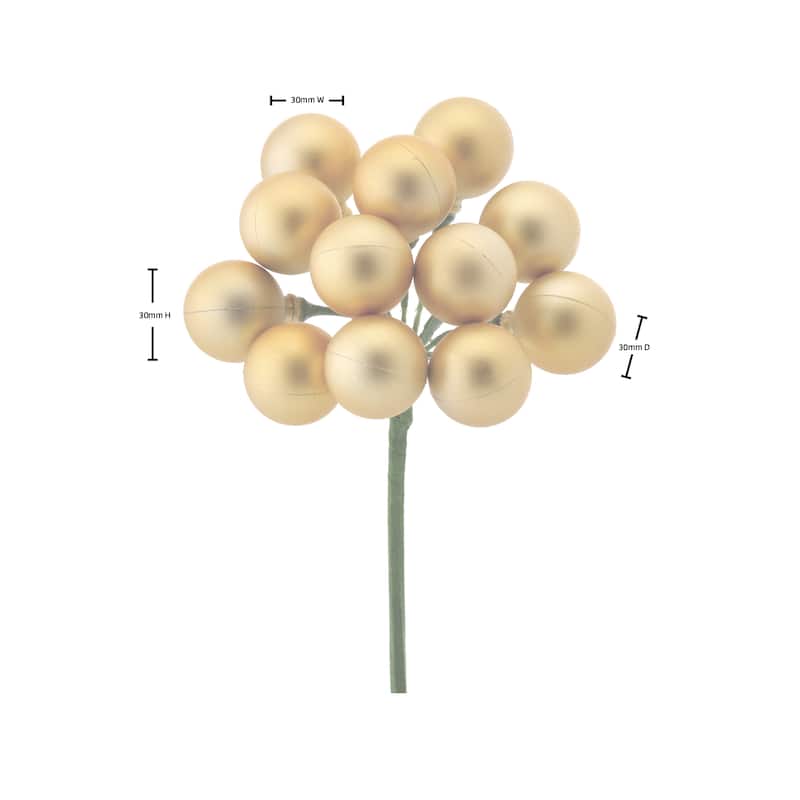 30mm Shatterproof Plastic 12 Bunch Matt Stemball Set of 4