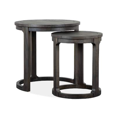 Magnussen Home Boswell Peppercorn Round Nesting End Table - 24''W x 24''D x 24''H