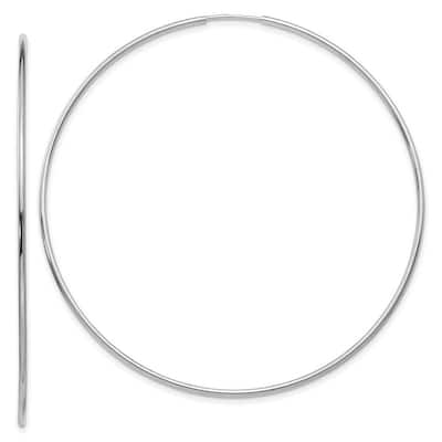 Curata 14k White Gold Polished 1.2x77mm Endless Tube Hoop Earrings