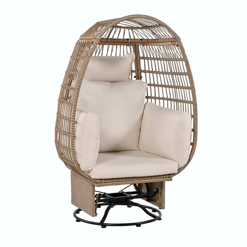 Swivel Rattan Egg Patio Chair with Cushions and Rocking Function
