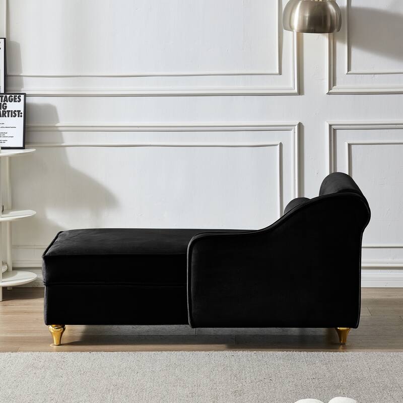 Upholstered Chaise Lounge with Lumbar Pillow, Sleeper Sofa Bed with Storage, Modern Velvet Lounge Chair