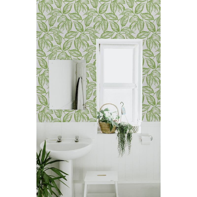 NextWall Sketched Leaves Peel and Stick Wallpaper