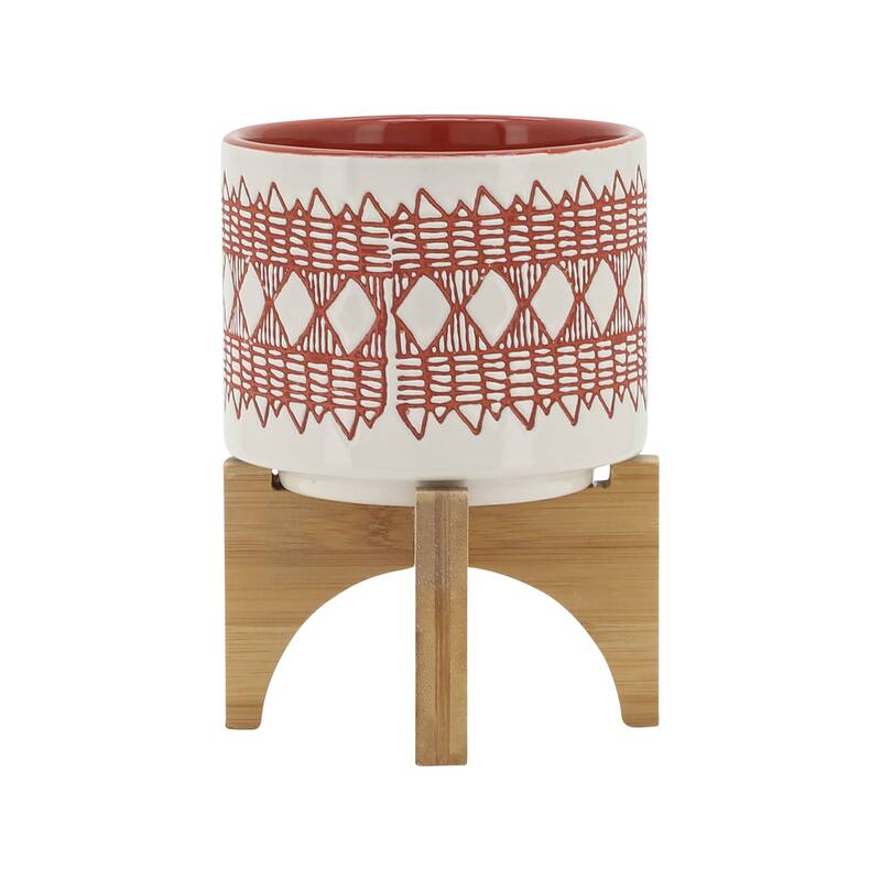 Sagebrook Home Abstract Ceramic Planter on Stand Indoor/Outdoor