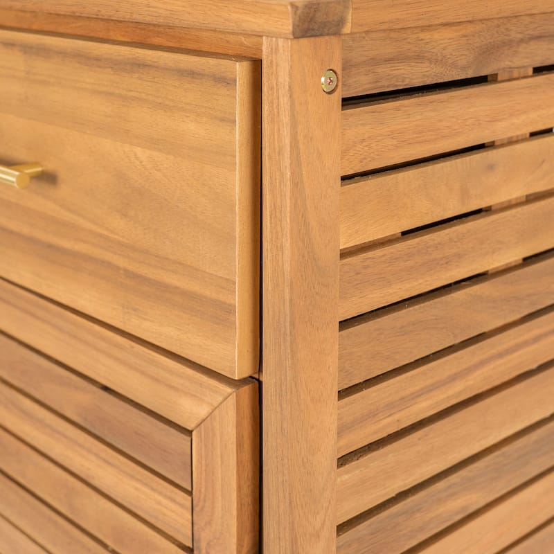 Christopher Knight Home - Cypress Outdoor/Indoor Acacia Wood Patio Storage Cabinet with Ventilated Slat Doors & Drawers