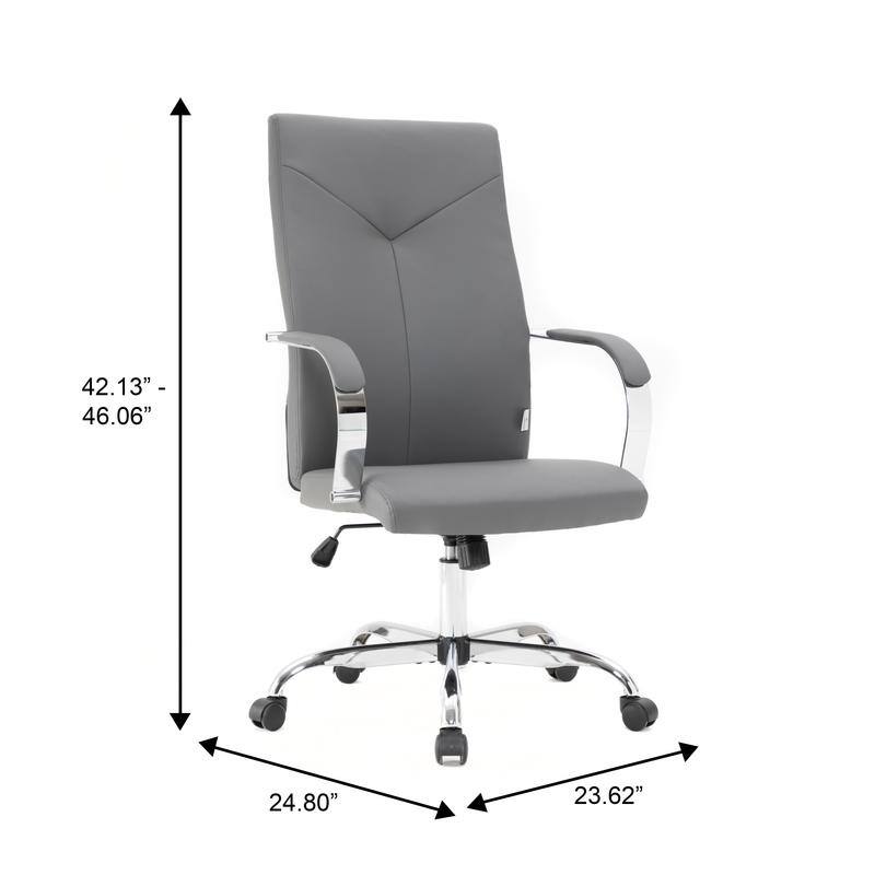 Sonora Ergonomic High Back Leather Office Chair with Lumbar Support, Adjustable Height, Tilt Lock, Chrome Frame & Swivel Casters