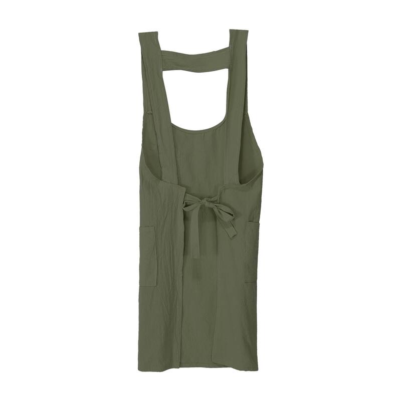 Cross Back Cotton Chef Aprons Kitchen Cooking Apron with 3 Pockets - 80x60cm