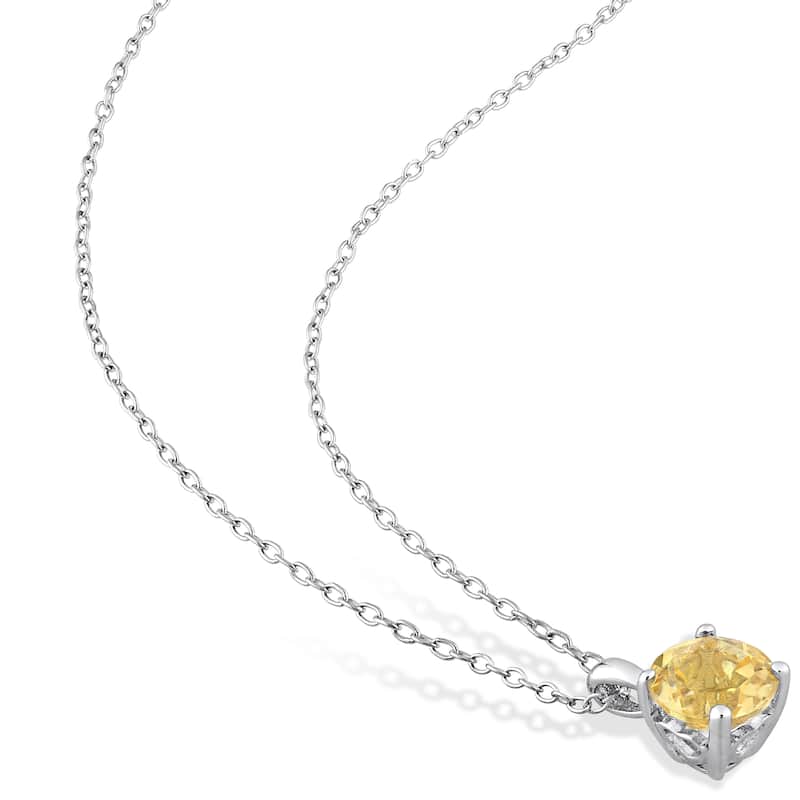 Miadora Citrine Two Piece Solitaire Necklace and Earrings Set in Sterling Silver