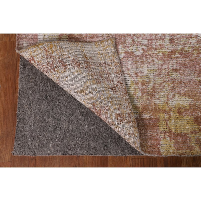 Orange Abstract Modern Area Rug Handmade Wool Carpet - 7'10"x 9'9"