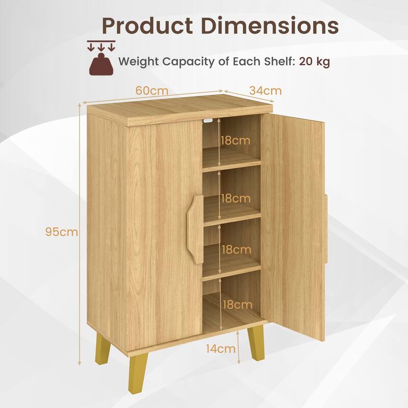 Natural Wood Buffet Sideboard Storage Cabinet with Double Doors Modern Accent Console Table for Living Room or Dining Room