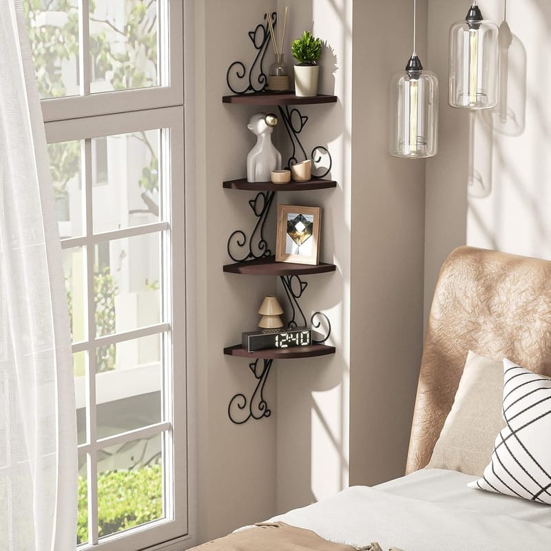 4 Tier Floating Shelves for Wall Rustic Wood Decor