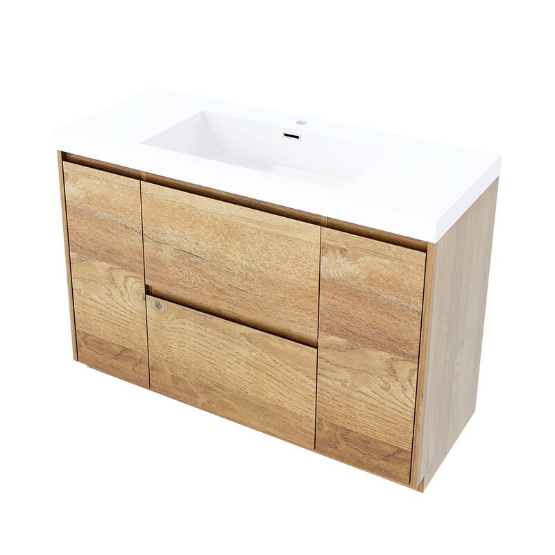 Floating Bathroom Vanity with Integrated Resin Top
