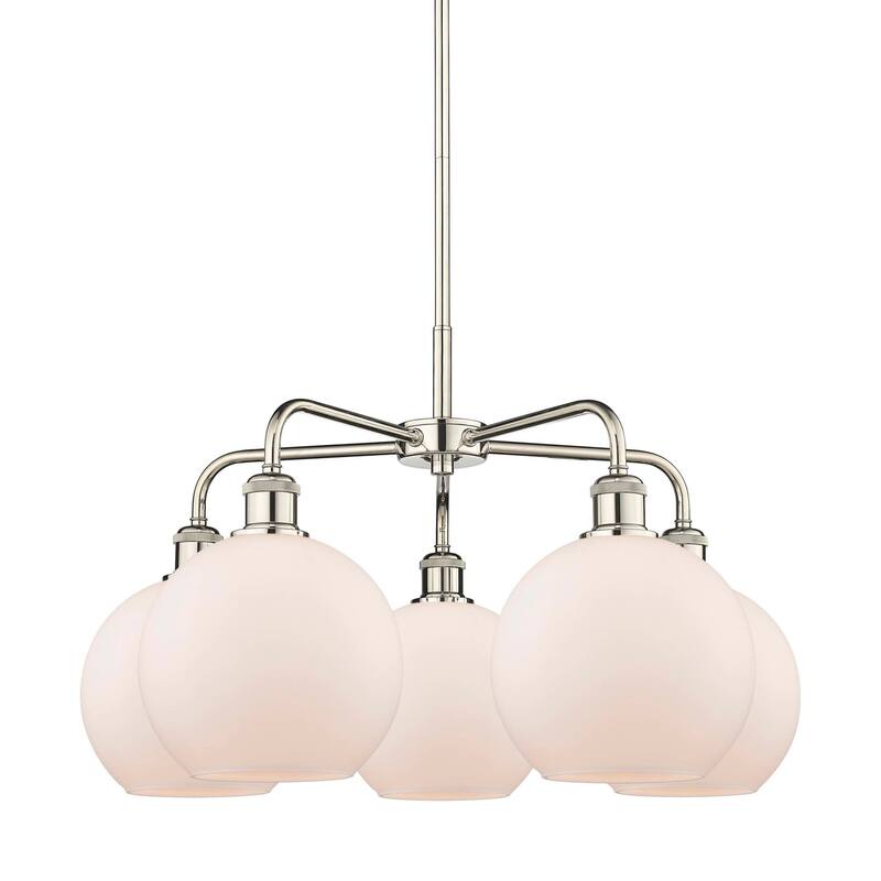 Innovations Lighting 516-5CR-16-26 Athens Chandelier Athens 5 Light - Polished Nickel / Matte White