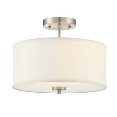 Meridian M60008 2 Light 13" Wide Semi-Flush Drum Ceiling Fixture