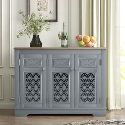 Versatile Buffet Cabinet with Glass Doors and Adjustable Shelves - 44.5" in Width