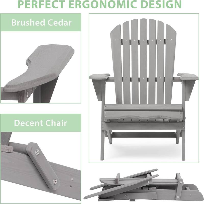 Wooden Outdoor Folding Adirondack Chair Set of 2/4 Wood Lounge Patio Chair for Garden,Half Assembled Backrest
