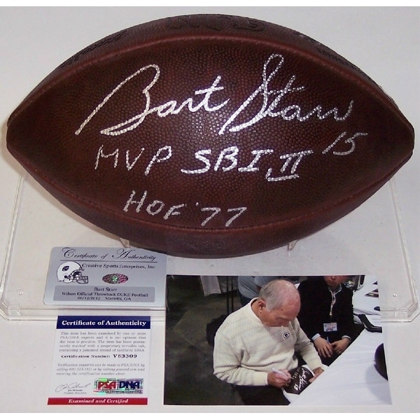 Bart Starr Autographed Hand Signed Official NFL Throwback Duke Football PSADNA