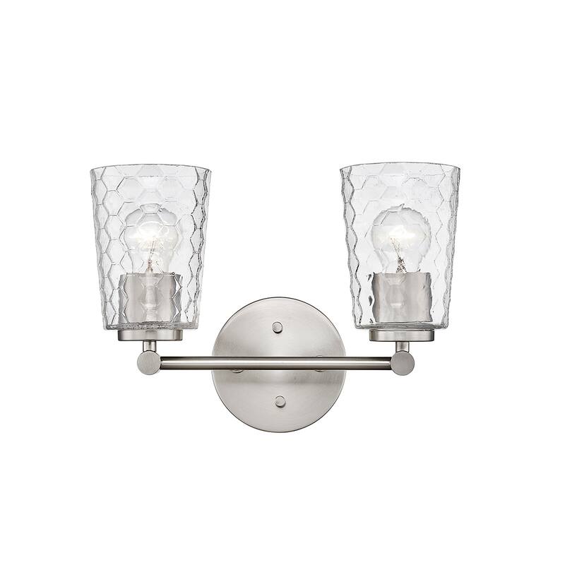 Millennium Lighting Ashli 2/4 Light Vanity Light with Clear Honeycomb Glass Shades - 2 Light - Brushed Nickel