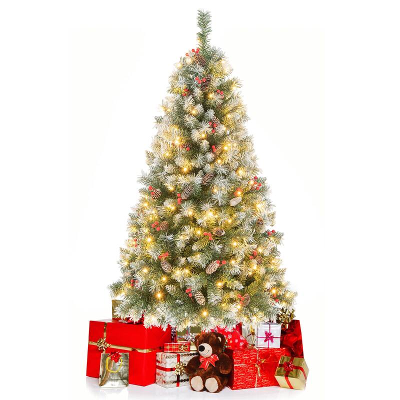 Gymax 5 FT Pre-Lit Christmas Tree Artificial Hinged Christmas Tree w/