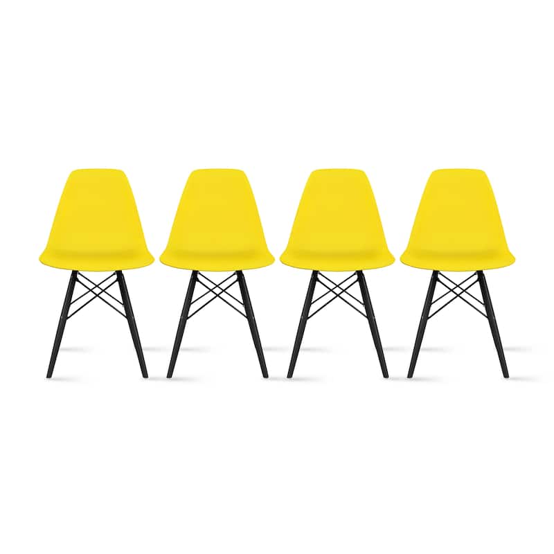 Molded Dining Side Chairs For Kitchen Eiffel Metal Legs Design Bedroom Waiting Room (Set of 4) - Yellow