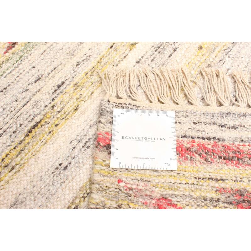 ECARPETGALLERY Flat-Weave Ankara FW Light Grey Wool Kilim - 5'8 x 7'10