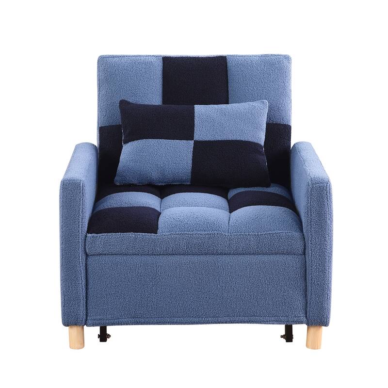 Teddy Fabric Convertible Multi-Functional Sleeper Sofa with Pillow