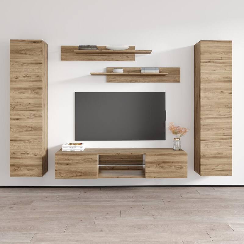 Fly AB1 33TV Wall Mounted Floating Modern Entertainment Center - Oak