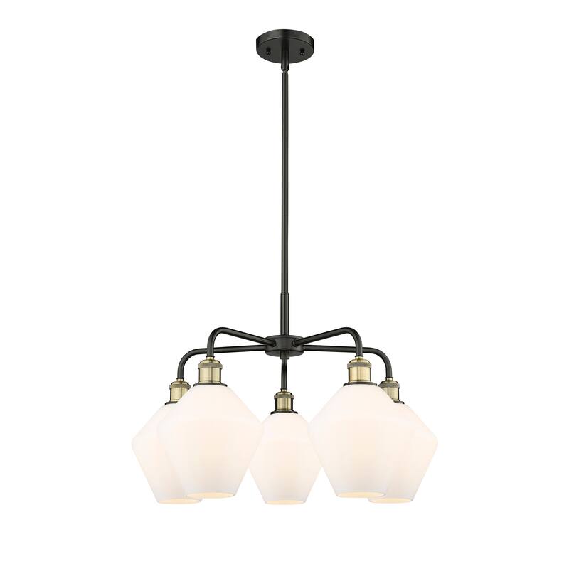 Innovations Lighting Cindyrella - 5 Light 8" Stem Hung Chandelier - Cased Matte White/Black Antique Brass