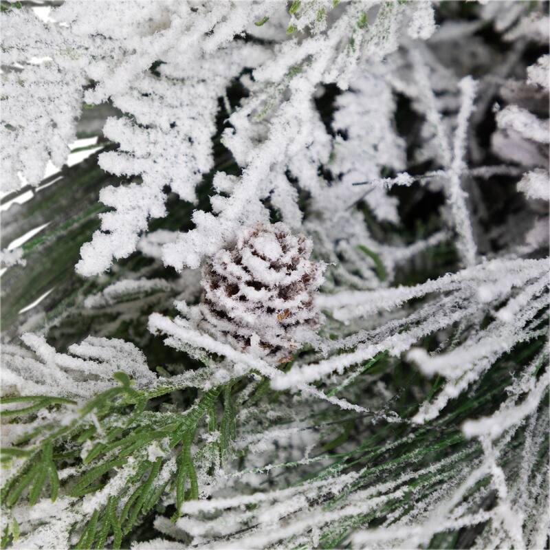 Snowy Long Needle Pine and Pinecone Artificial Christmas Wreath - 26" - Unlit
