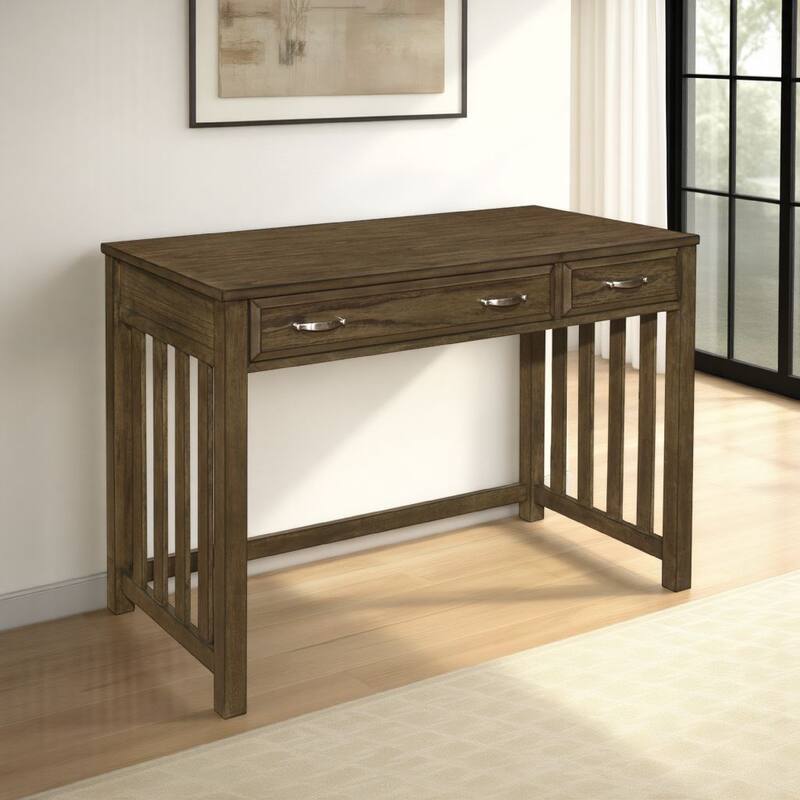 Belinda Writing Computer Desk, 2 Drawers, Rustic Brown Veneer, 44 Inch
