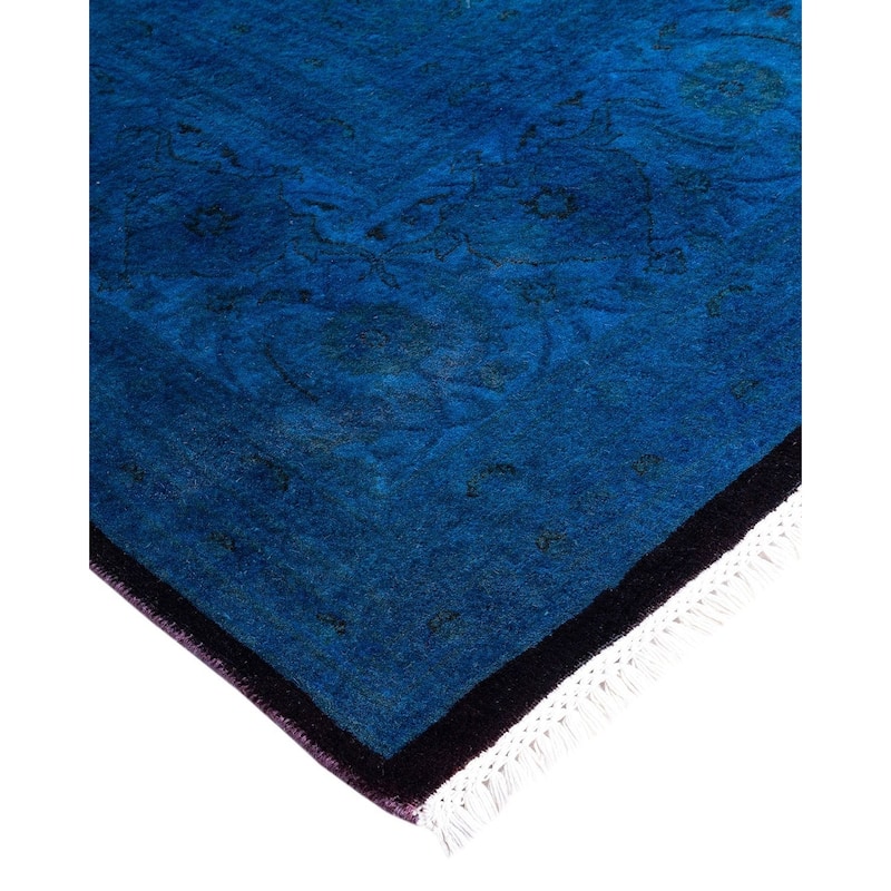 Fine Vibrance One-of-a-Kind Hand-Knotted Area Rug - Blue, 9' 1" x 12' 2" - 9' 1" x 12' 2"