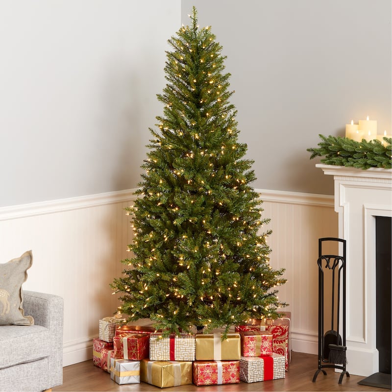 National Tree Company 6.5 ft. Dunhill Fir Slim Tree with Clear Lights - 6.5 Foot