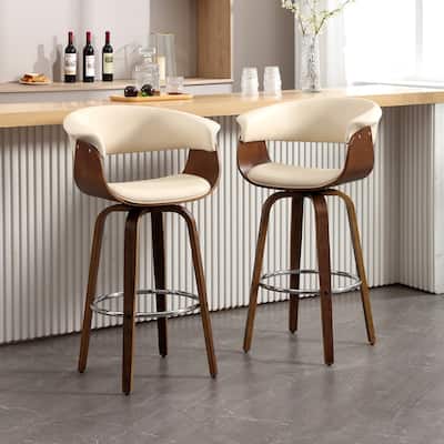 Modern Swivel Bar Stools Upholstered Counter Height Stools, Set of 2