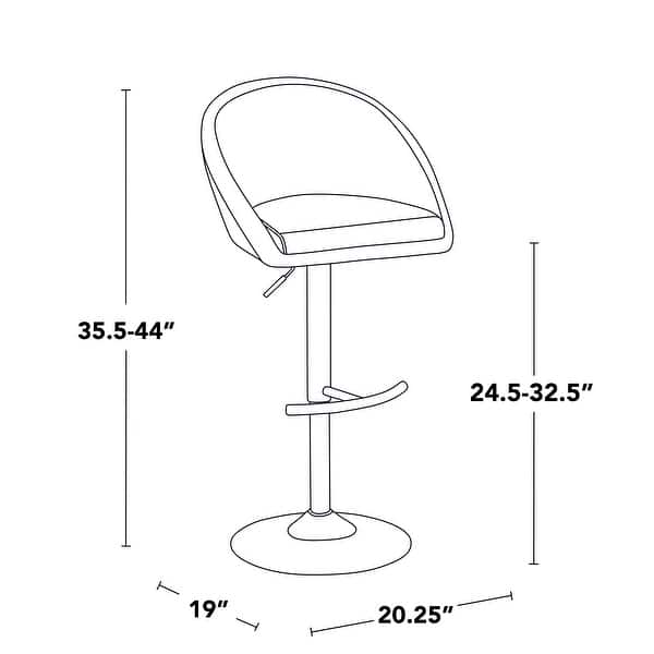 Porch & Den Livesey High Back Adjustable Bar Stool with Rounded T Footrest (Set of 2)