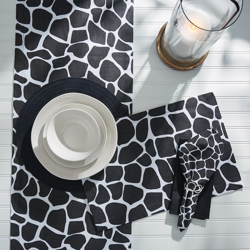 Split P Black Giraffe Printed Napkin Set of 4 - 20" X 20"