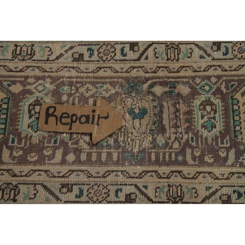 Tabriz Persian Vintage Area Rug Hand-Knotted Peach Wool Carpet - 8'4" x 11'3"