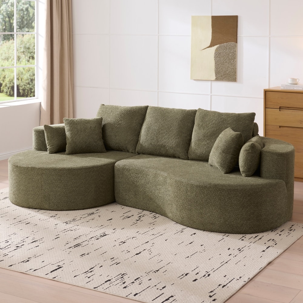Christopher Knight Home - 106'' Cloud Curved Sectional Sofa with Right Chaise Lounge and Ultra-Soft Foam Comfort