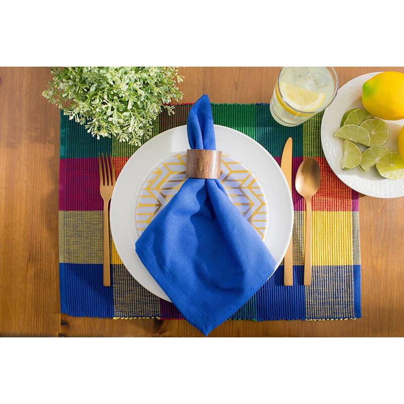 Ribbed Rainbow Cotton Placemats - 19" - Multicolor - Set of 6